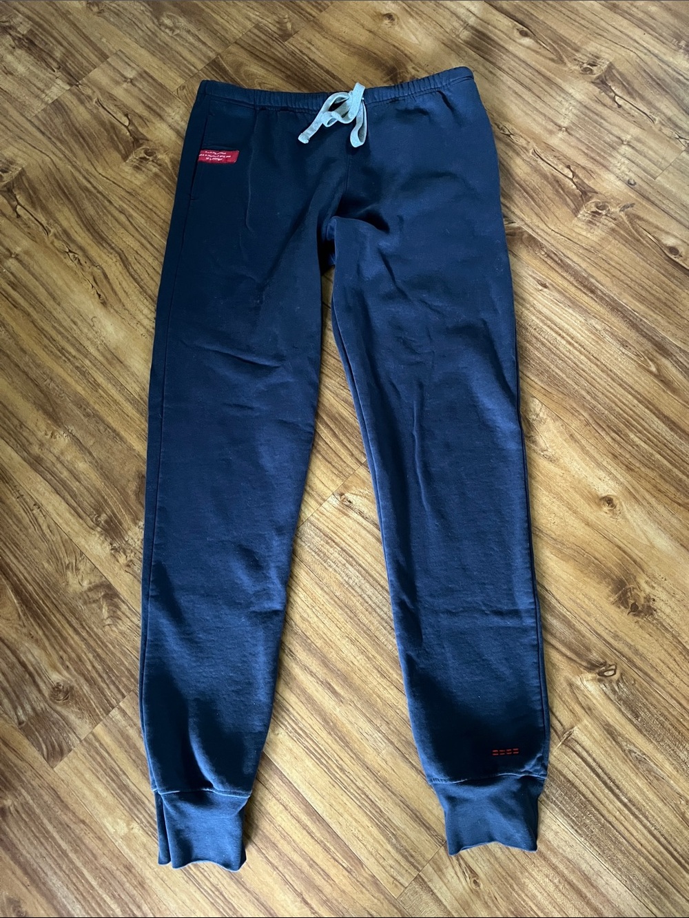 Peace Love World Navy Blue Jogger Sweatpants with Gray Drawstring- Sz small